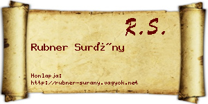 Rubner Surány névjegykártya